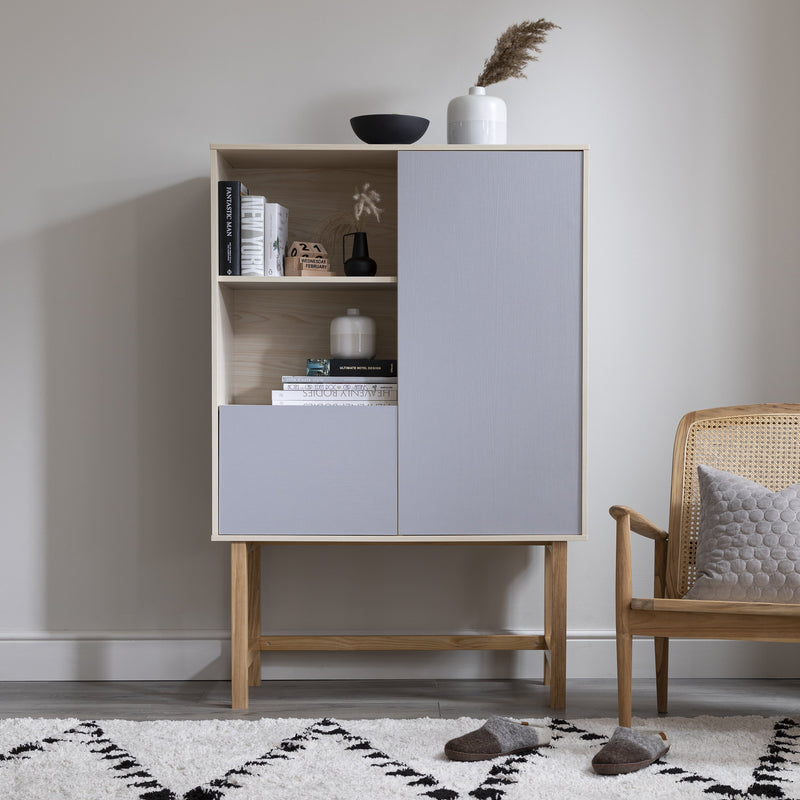 Järstorp Display Cabinet in Grey & Oak Finish