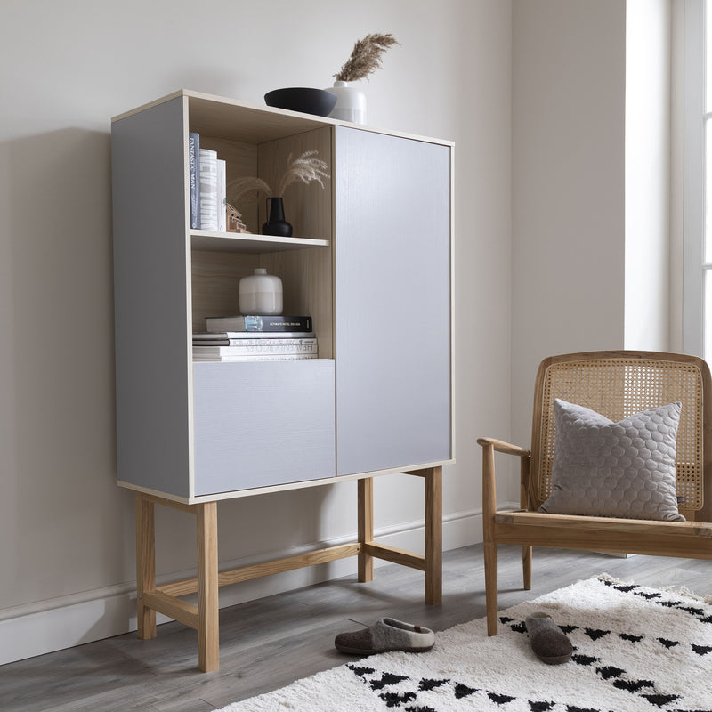 Järstorp Display Cabinet in Grey & Oak Finish