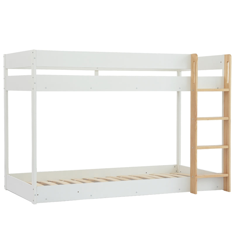Josie Bunk Bed with Straight Ladder in Classic White & Pine