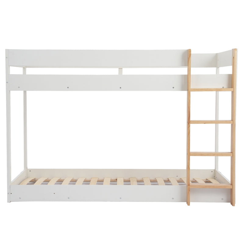 Josie Bunk Bed with Straight Ladder in Classic White & Pine
