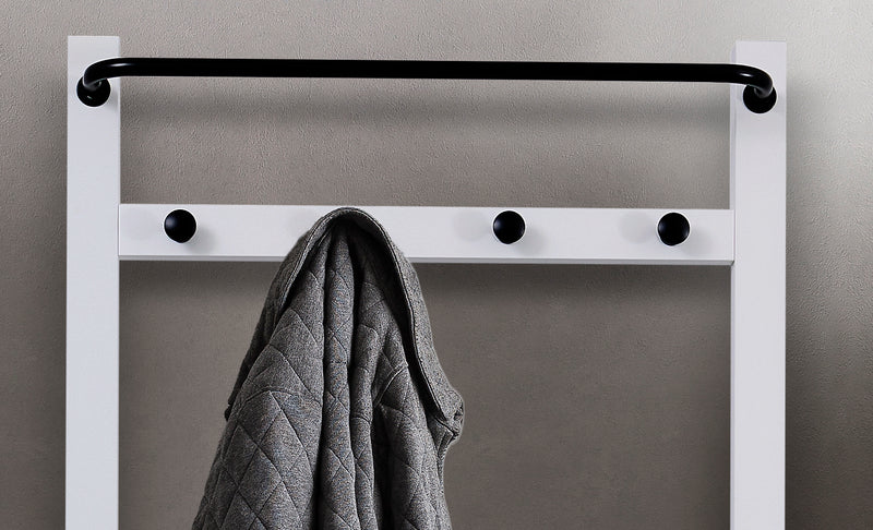 Karlstad Hallway Bench Shoe Storage and Coat Hook in Classic White