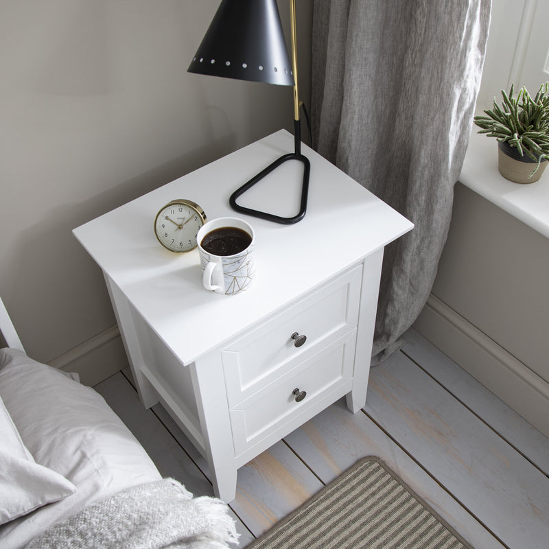 Karlstad Bedside Table with 2 Drawers in Classic White