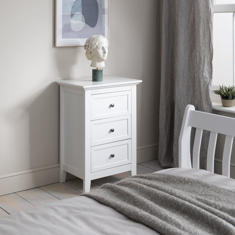 Karlstad Side Table Chest 3 Drawer in Classic White