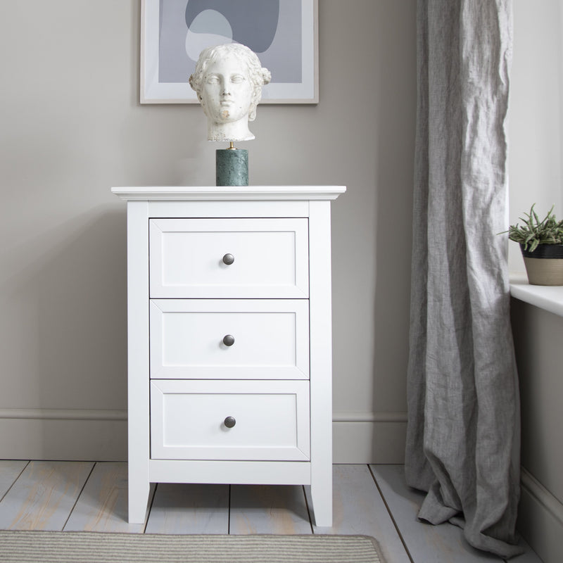 Karlstad Side Table Chest 3 Drawer in Classic White