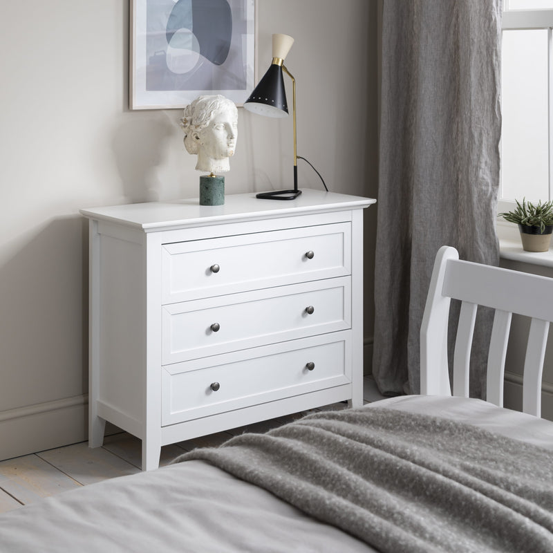 Karlstad Chest of Drawers 3 Drawer Wide in Classic White