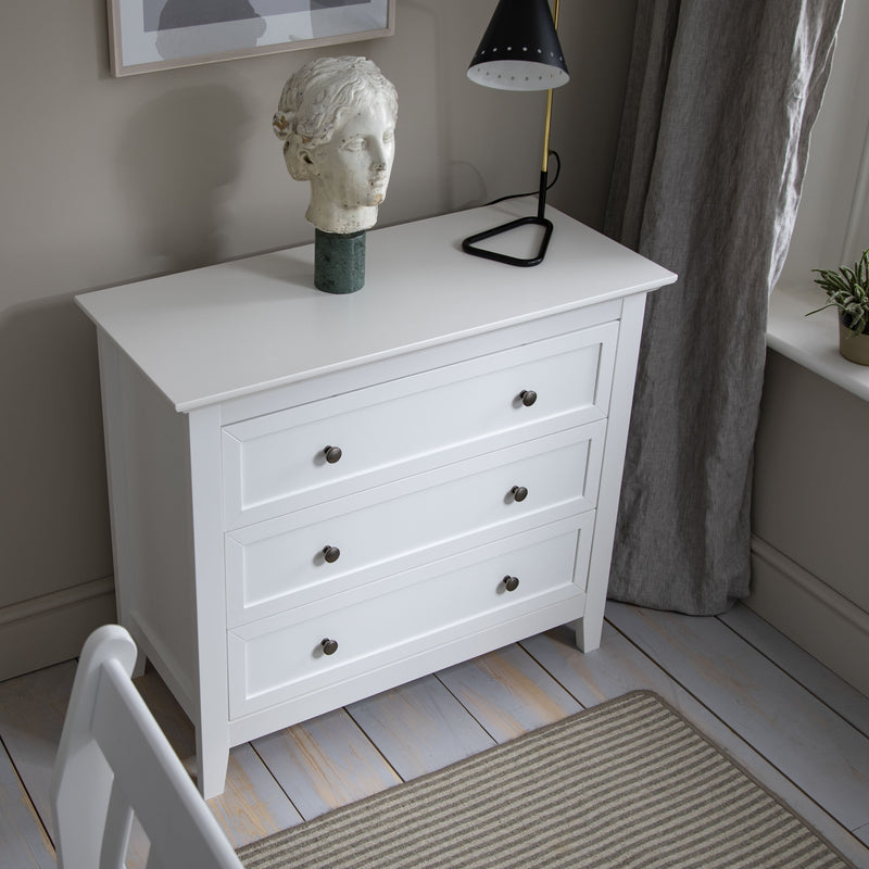 Karlstad Chest of Drawers 3 Drawer Wide in Classic White