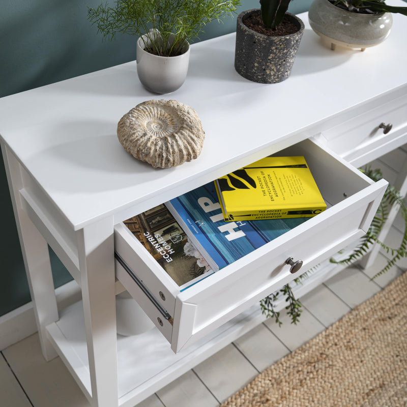 Karlstad Console Hallway Table with 2 Drawers in Classic White
