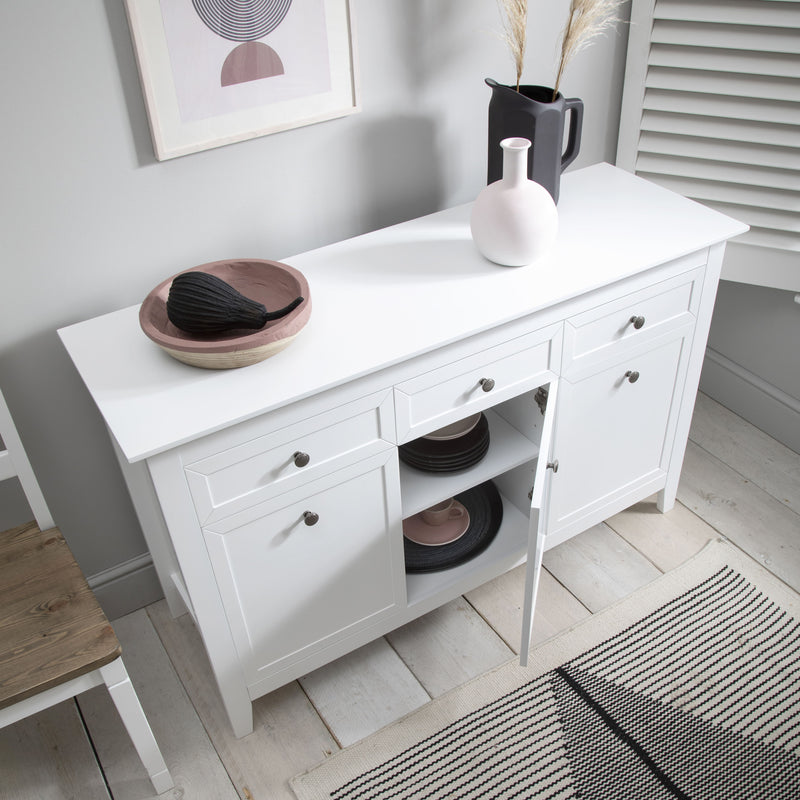 Karlstad Sideboard with Drawers in Classic White
