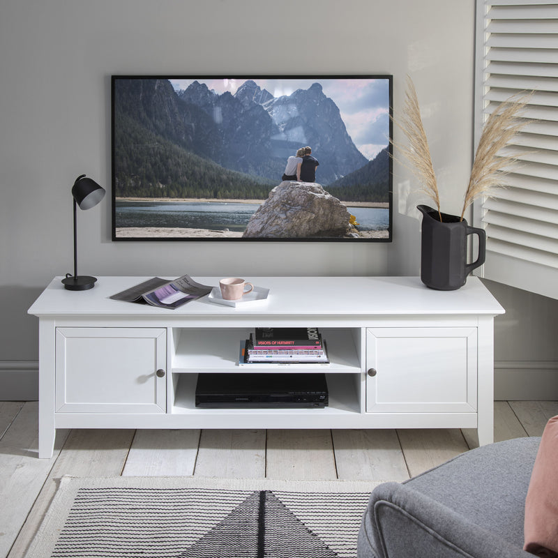 Karlstad TV Unit with Cupboards in Classic White