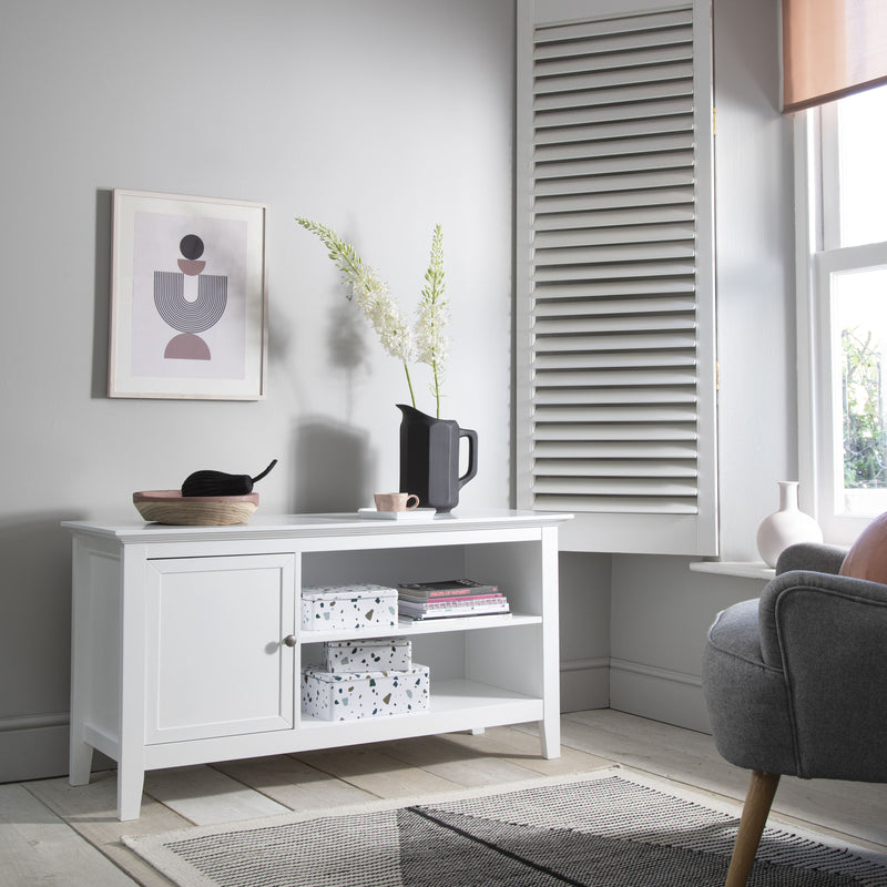 Karlstad Low Sideboard with Storage in Classic White