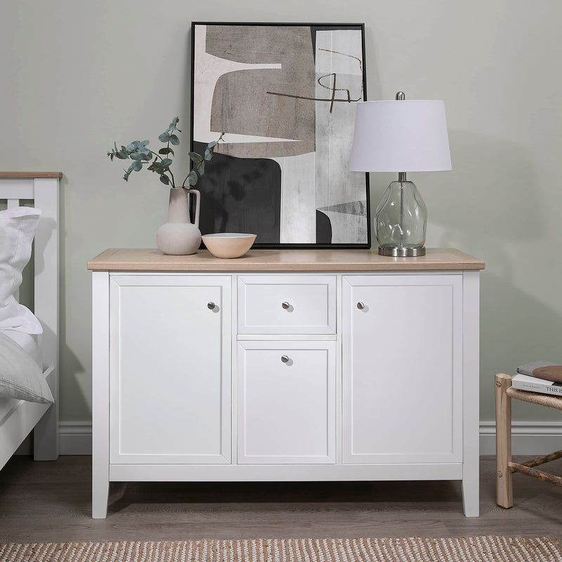 Leines Hallway Sideboard Narrow in Oak and Classic White