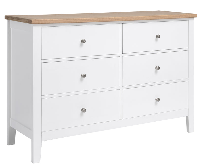 Leines 6 Drawer Chest of Drawers in White & Oak