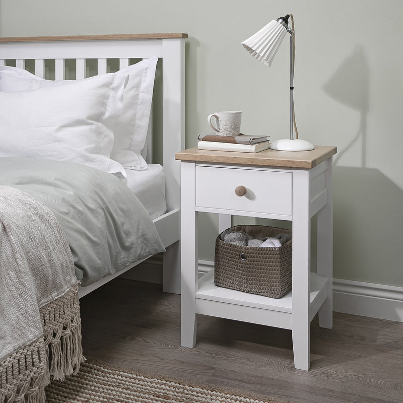 Jäkkvik 1 Drawer Bedside Table in White & Oak