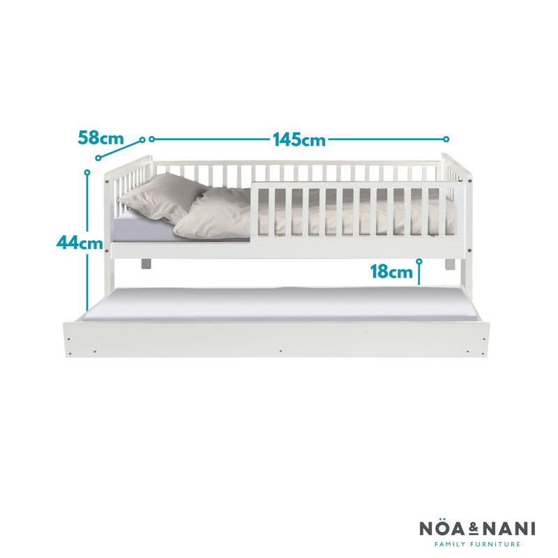 Leonora Toddler Bed with Pull-Out Trundle in White