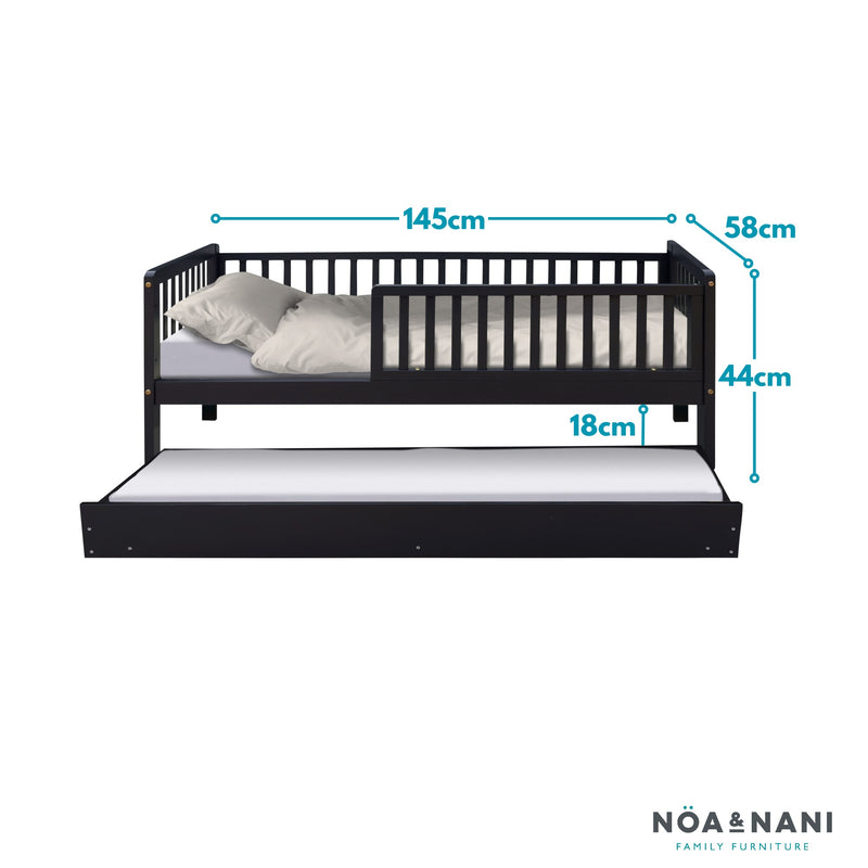 Leonora Toddler Bed with Pull-Out Trundle in Anthracite