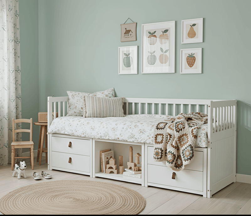 Lottie Day Bed with Underbed Storage Drawers in Classic White