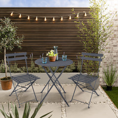 Lucerne Bistro Table & 2 Folding Chairs in Carbon