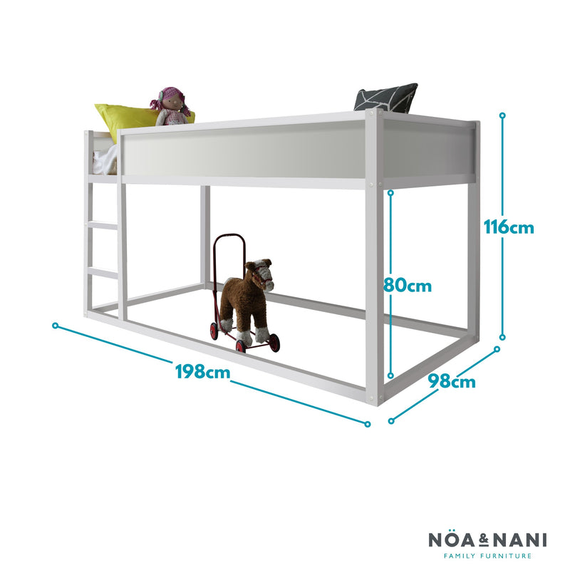 Lykke Midsleeper Cabin Bed Reversible with Straight Ladder in Classic White