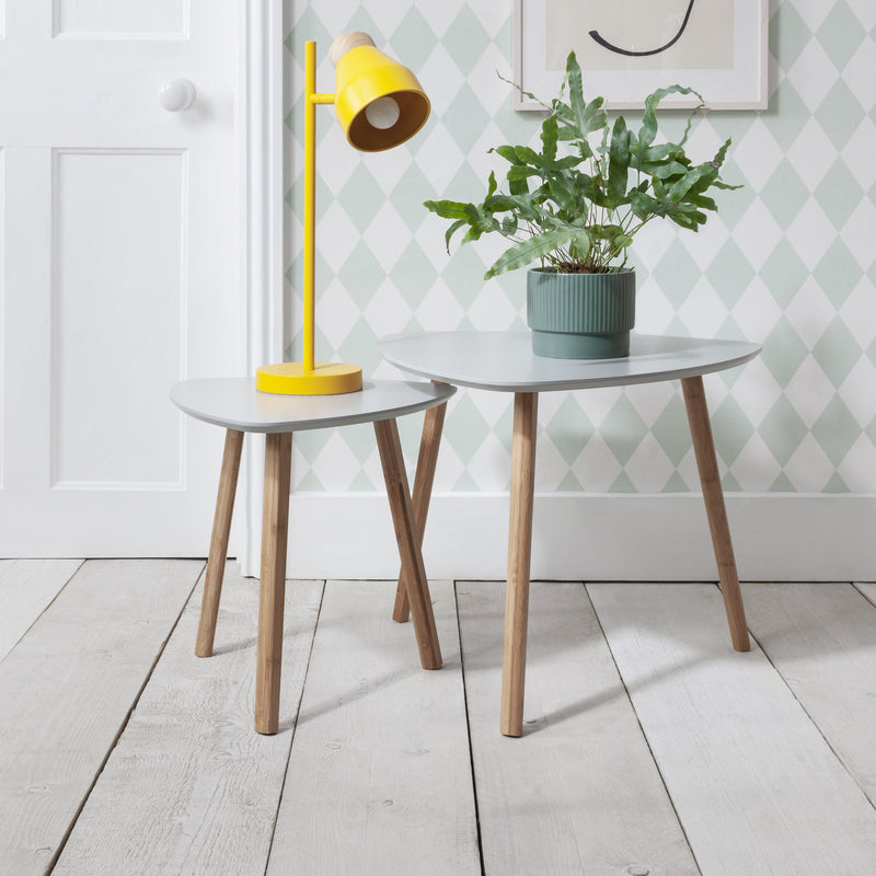 Malme Side Table Occasional Large in Chalk Grey and Natural Pine