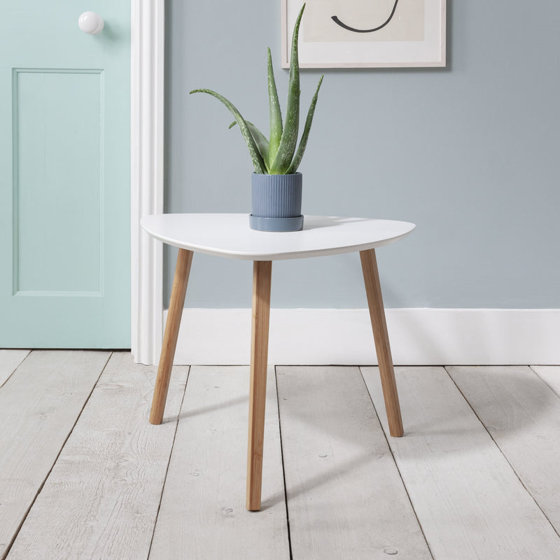 Malme Side Table Occasional Large in Classic White and Natural Pine