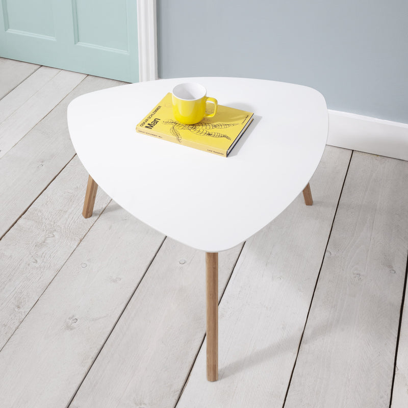 Malme Extra Large Side Table in Classic White and Natural Pine