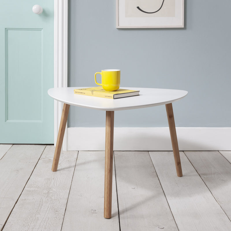 Malme Extra Large Side Table in Classic White and Natural Pine