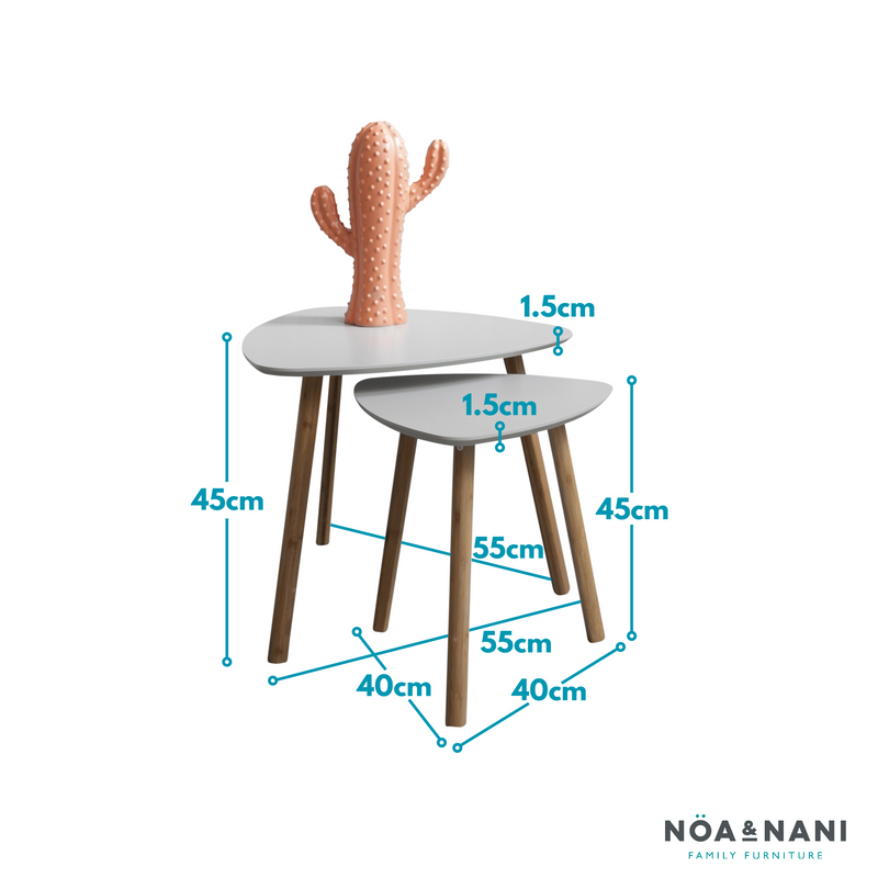 Malme Nesting Tables Set of Two in Silk Grey and Natural Pine