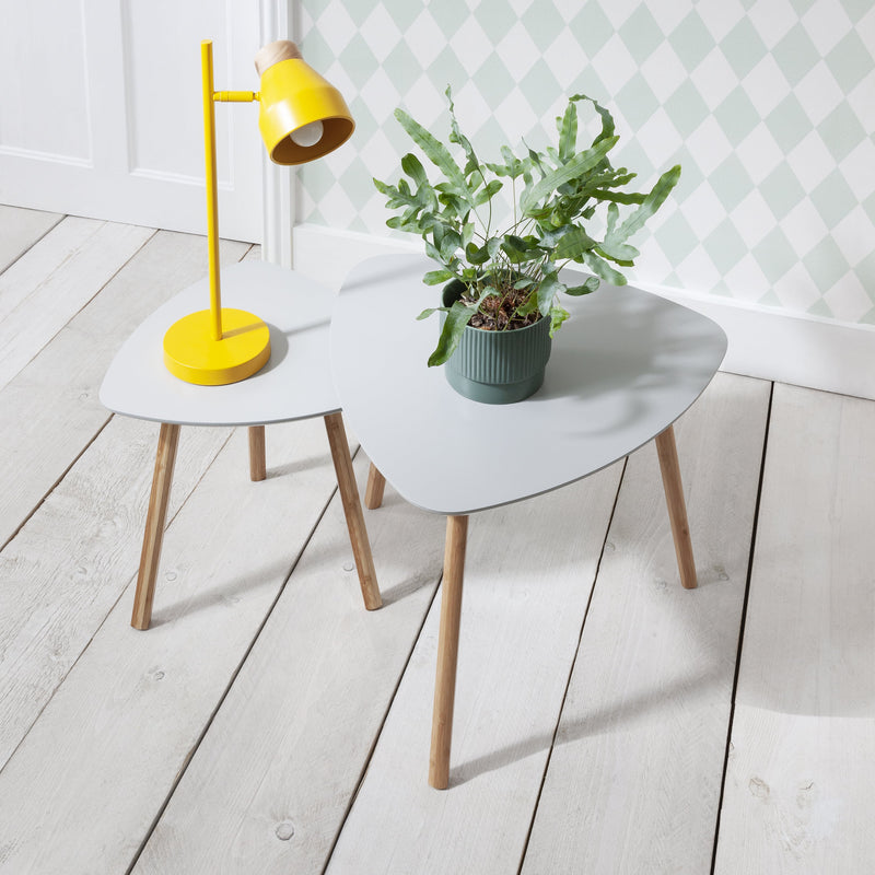 Malme Side Table Occasional Small in Chalk Grey and Natural Pine