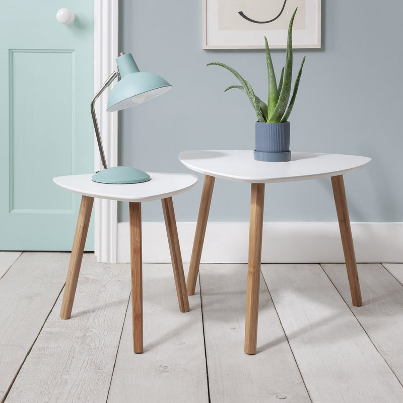Malme Side Table Occasional Small in Classic White and Natural Pine
