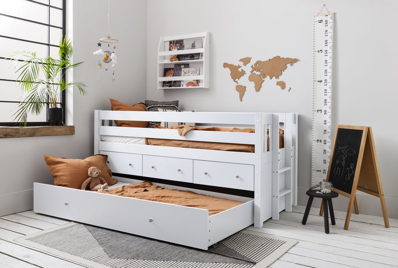 Matilda Midsleeper Cabin Bed with Underbed Storage Drawers in Classic White