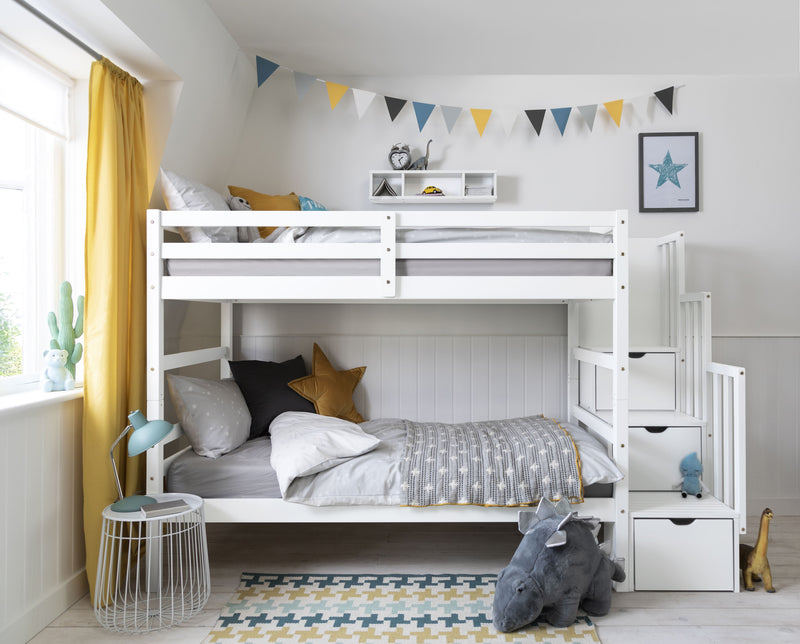 Maya Bunk Bed with Built in Storage in Classic White