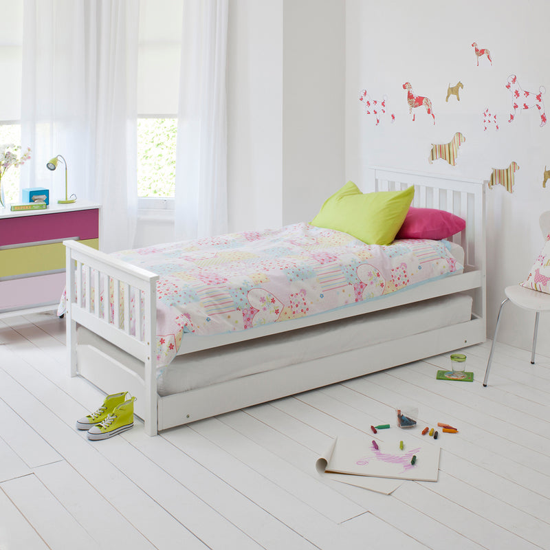 Millie Day Bed with Trundle Extra Sleepover Bed 2 in 1 in Classic White