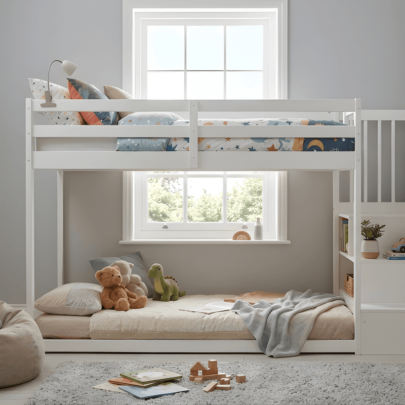 Nia Bunk Bed with Storage Staircase in White