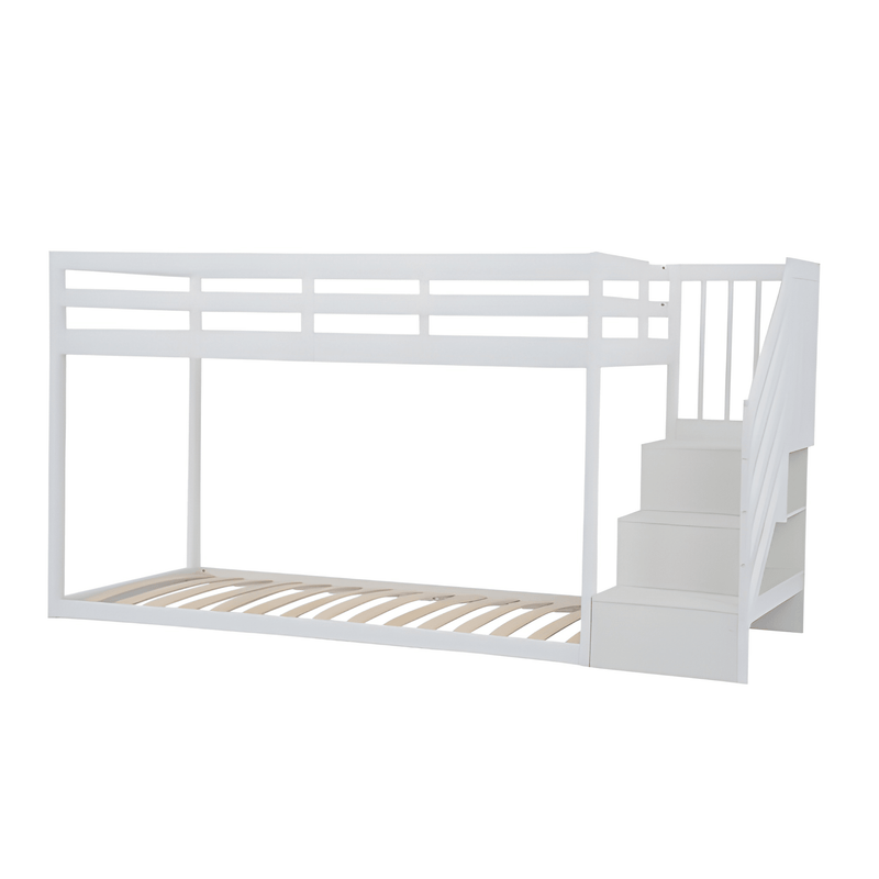 Nia Bunk Bed with Storage Staircase in White