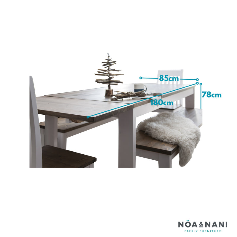 Nordic Dining Table in Classic White and Dark Pine