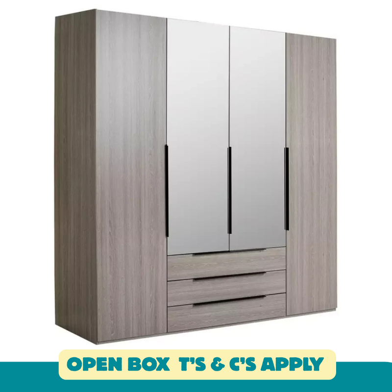 4 Door 3 Drawer Wardrobe - Grey 17560419 (OpenBox- See T's & C's for details)