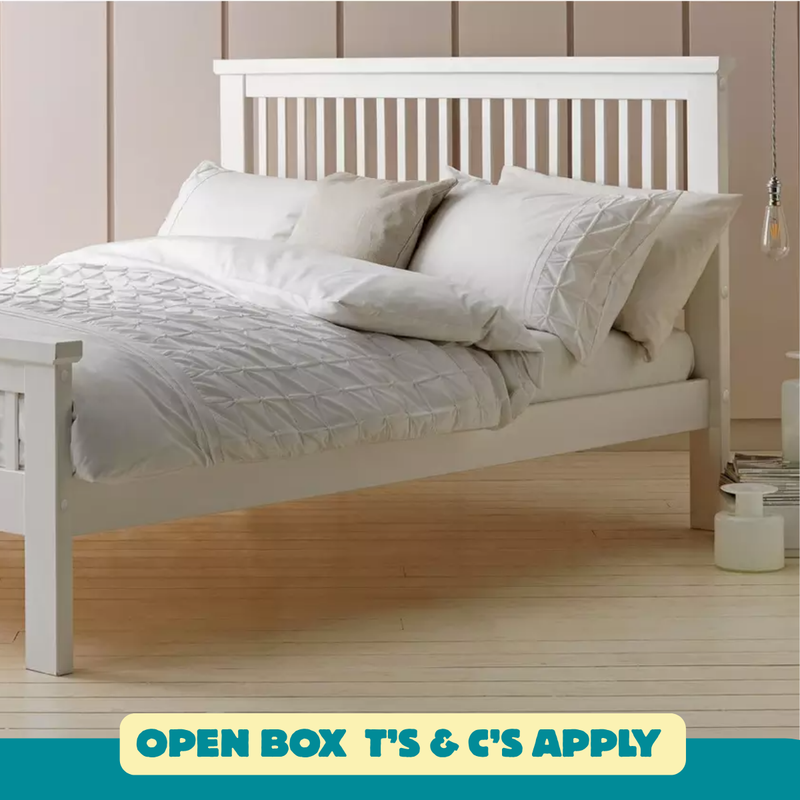 Aubrey Double Wooden Bed Frame - White 14637589 (OpenBox- See T's & C's for details)