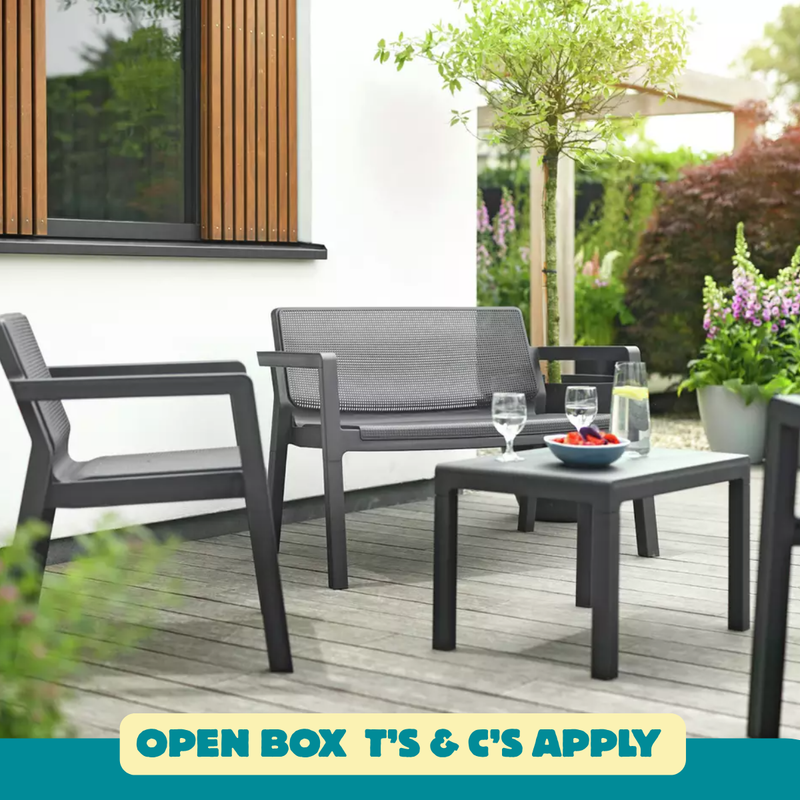 4 Seater Plastic Garden Sofa Set - Dark Grey 14524379 (OpenBox- See T's & C's for details)
