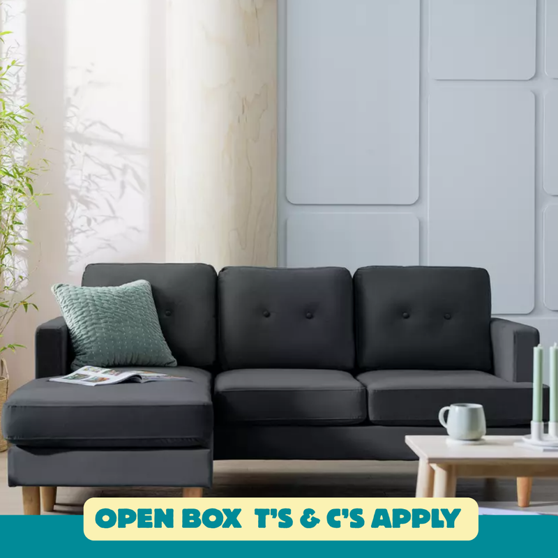 Home Joshua Fabric Reversible Chaise Corner Sofa-Charcoal 15797875 (OpenBox- See T's & C's for details)