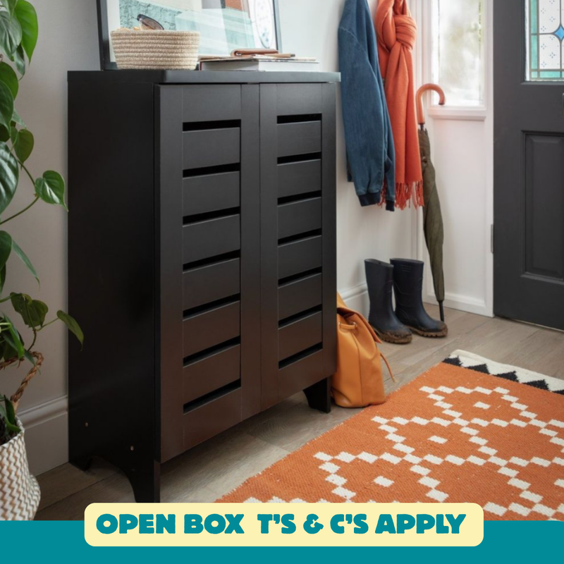Slatted Shoe Cabinet - Black 4707938 (OpenBox- See T's & C's for details)