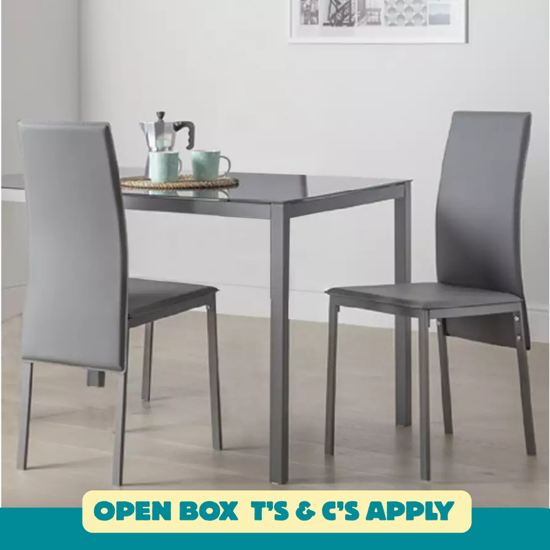Lido Pair of Faux Leather Dining Chair - Grey 17319512 (OpenBox- See T's & C's for details)