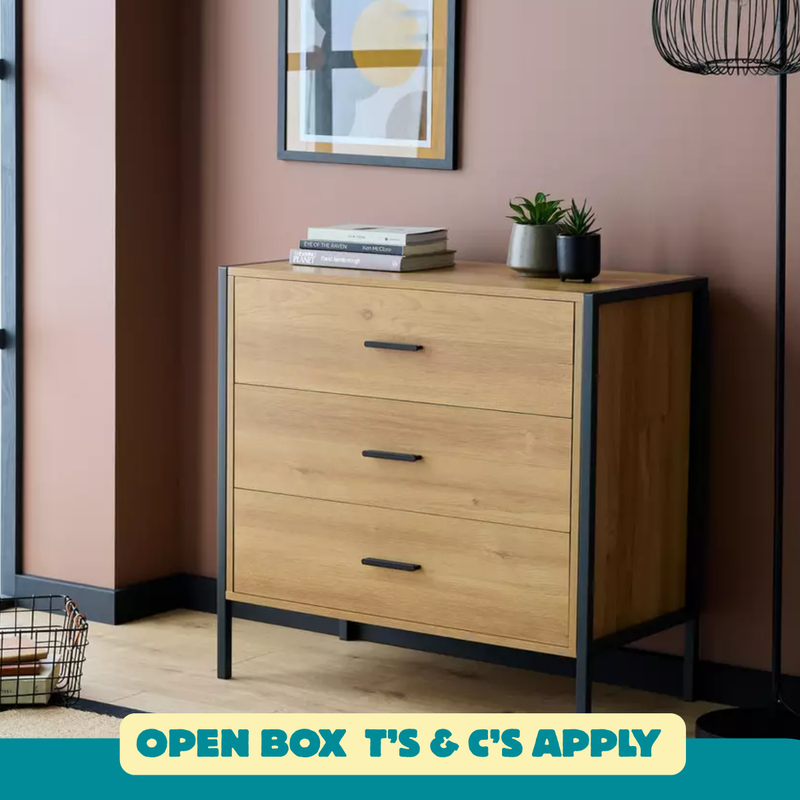 Loft Living 3 Drawer Chest - Oak 17898356 (OpenBox- See T's & C's for details)