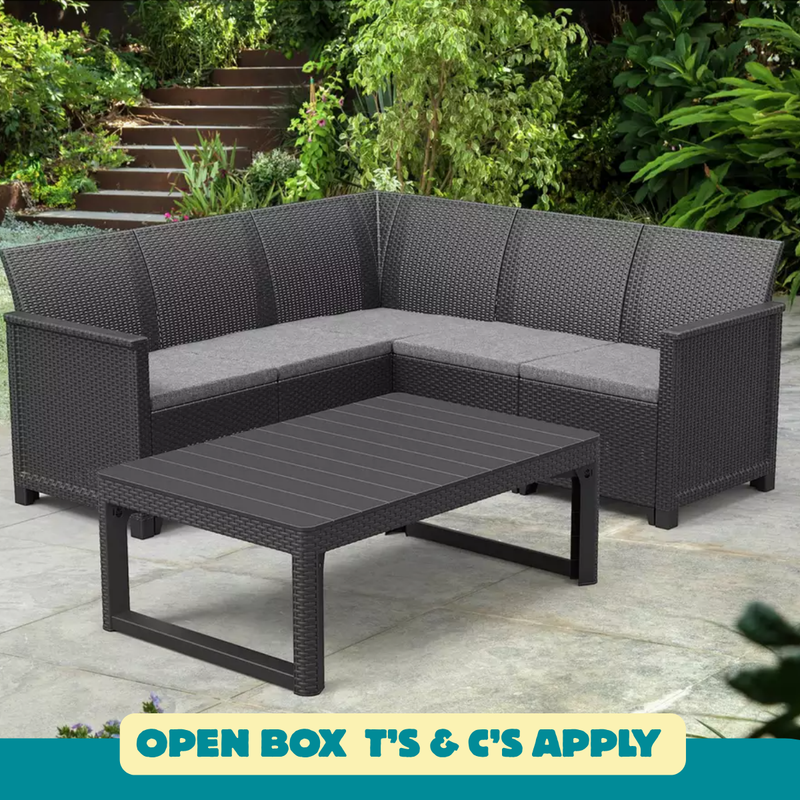 5 Seater Rattan Effect Garden Corner Sofa Set 15812671 (OpenBox- See T's & C's for details)