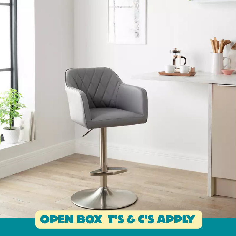 Ellington Quilted Faux Leather Bar Stool - Grey 18885825 (OpenBox- See T's & C's for details)