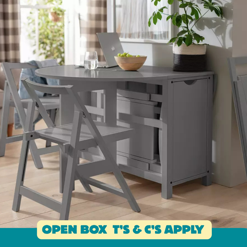 Butterfly Ext Grey Dining Table & 4 Grey Chairs 18461634 (OpenBox- See T's & C's for details)