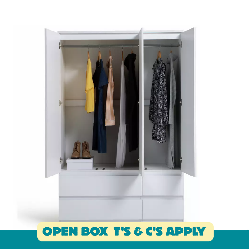 Jenson 3 Door 4 Drawer Wardrobe - White Gloss 17570715 (OpenBox- See T's & C's for details)