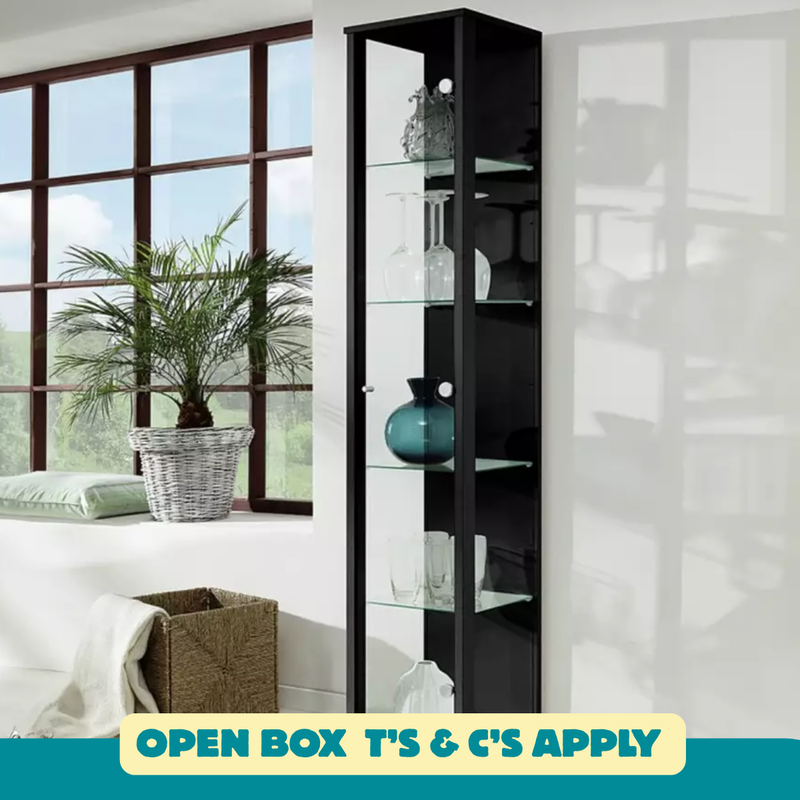 4 Shelf 1 Door Display Cabinet - Black 1999440 (OpenBox- See T's & C's for details)