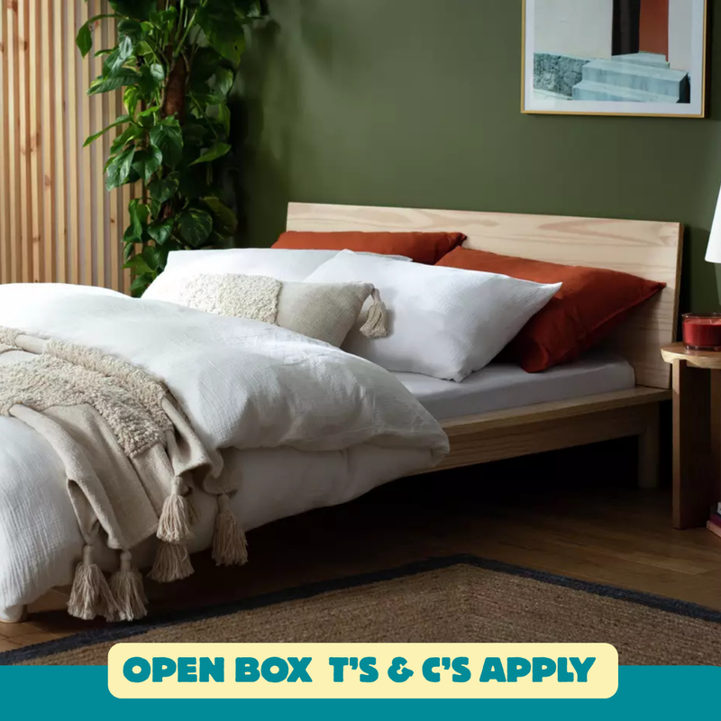 Akio Kingsize Wooden Platform Bed Frame - Natural 11972003 (OpenBox- See T's & C's for details)