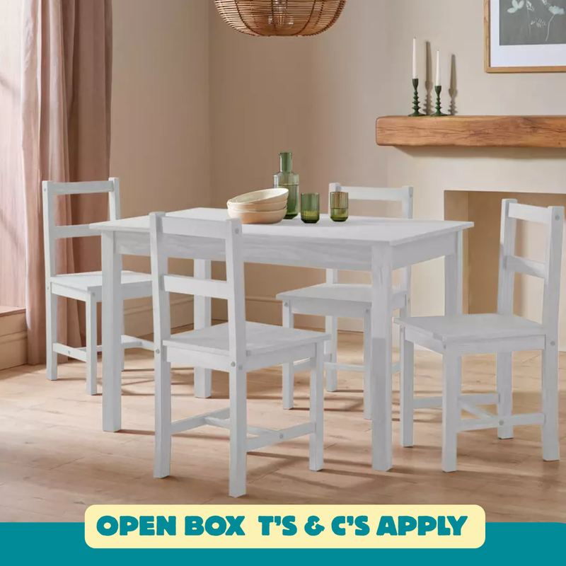 Raye White Dining Table & 4 White Chairs 13493580 (OpenBox- See T's & C's for details)