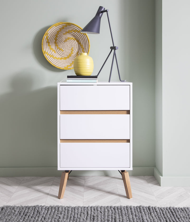 Otto Chest of Drawers Tall 3 Drawer in Classic White